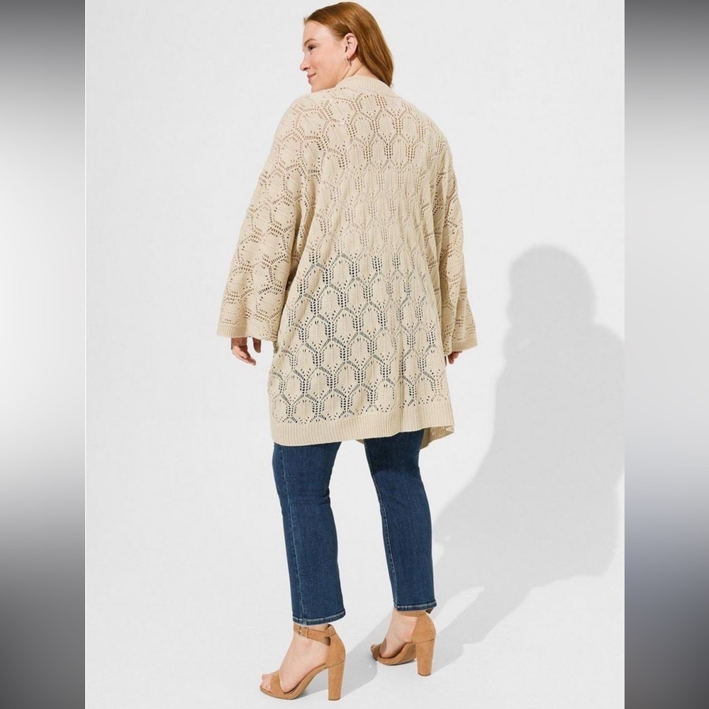 NWT Torrid Dolman‎ Pointelle Ruana ivory knit cardigan